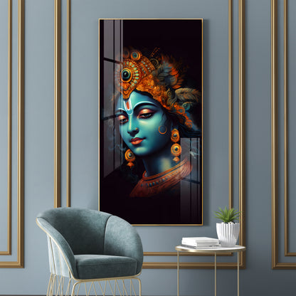 Lord Shree Krishna Premium Acrylic Vertical Wall Art