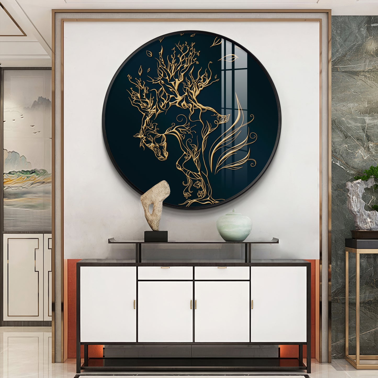 Golden Halo Premium Acrylic Round Wall Art