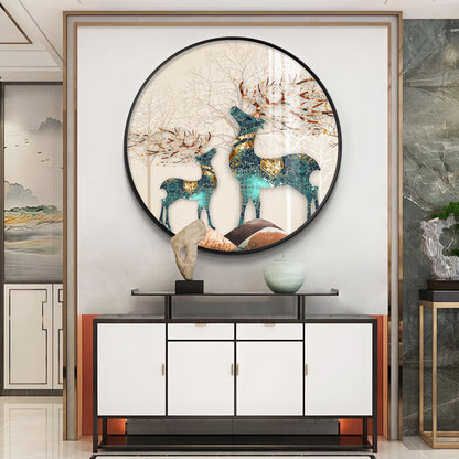 The Deer Duo Premium Acrylic Round Wall Art