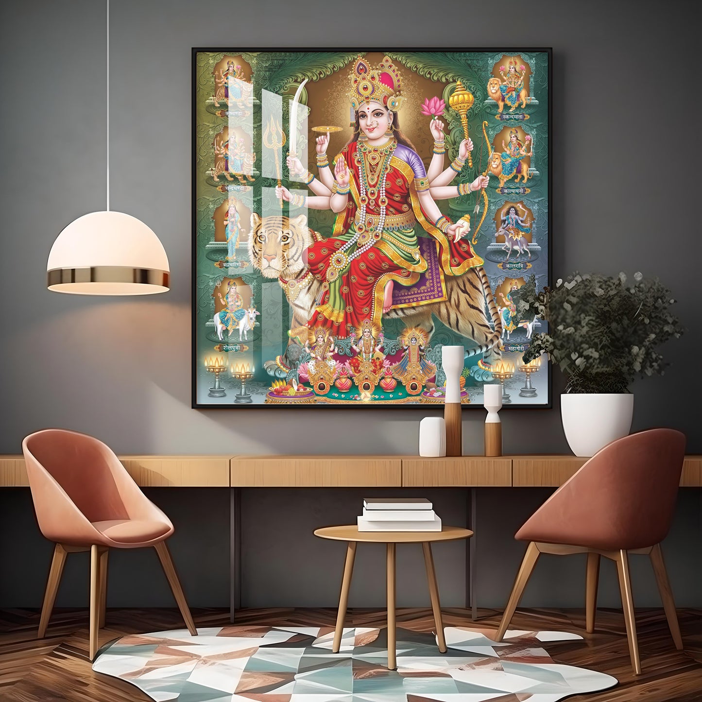 Goddess Durga Premium Acrylic Square Wall Art
