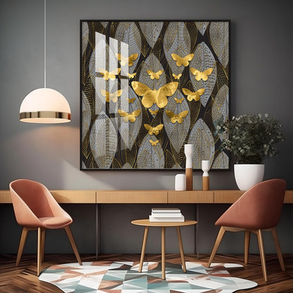 Golden Butterfly Light Luxury Premium Acrylic Square Wall Art