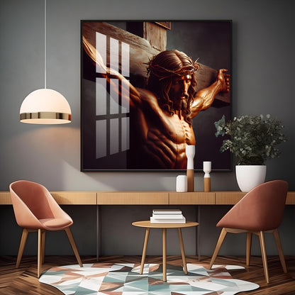 Christ on the Cross Premium Acrylic Square Wall Art