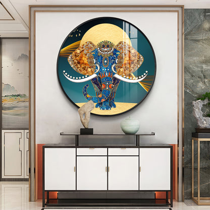 Elephant Mural Premium Acrylic Round Wall Art