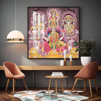 Celestial Harmony Of Deities Premium Acrylic Square Wall Art