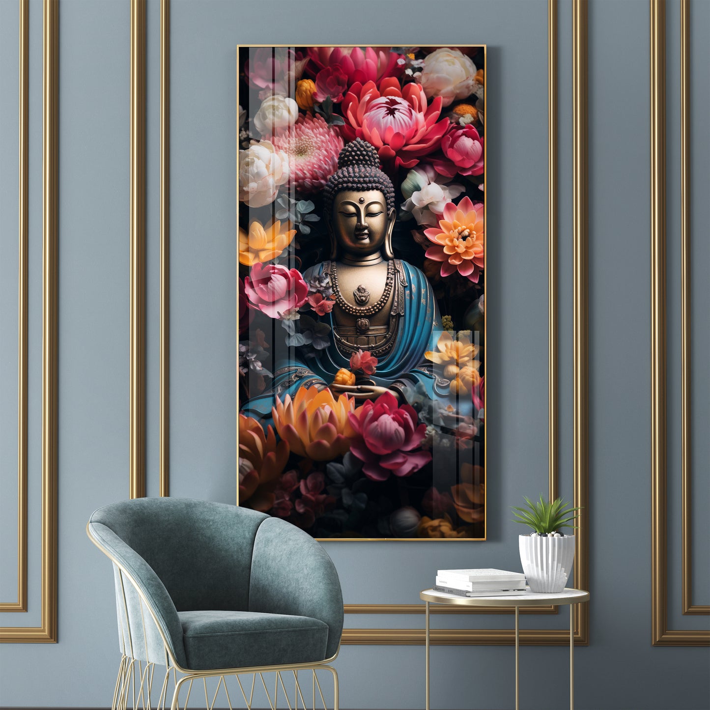 Meditating Buddha Premium Acrylic Vertical Wall Art