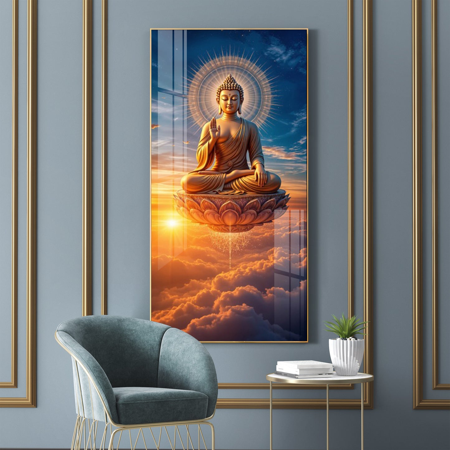 Buddha In The Clouds Premium Acrylic Vertical Wall Art