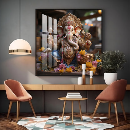 Karya Siddh Ganesh Premium Acrylic Square Wall Art