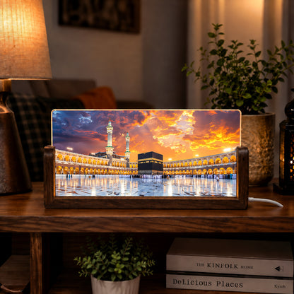Mecca Sunset Acrylic LED Table Lamp - Wooden Stand