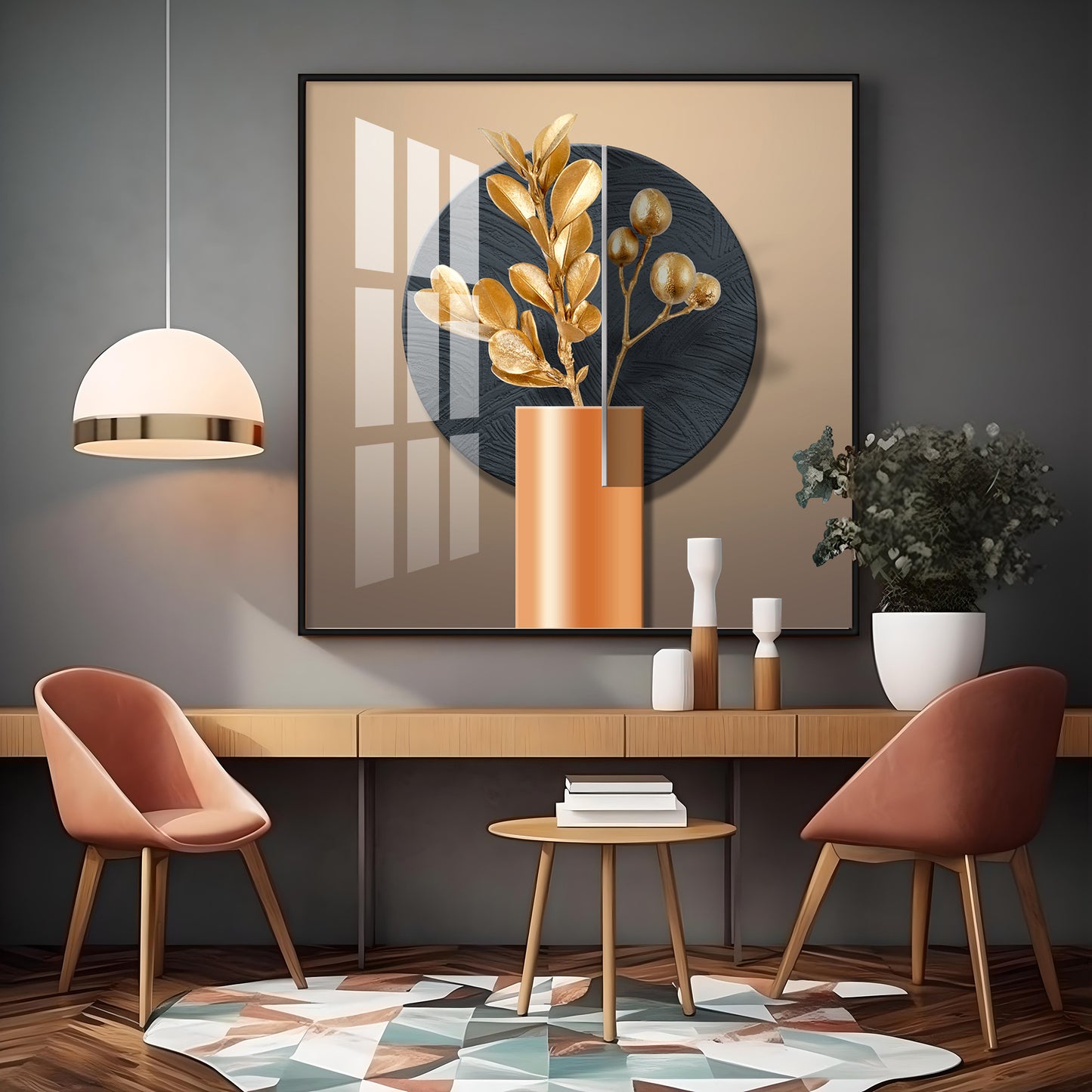 Modern Bloom Vase Premium Square Wall Art