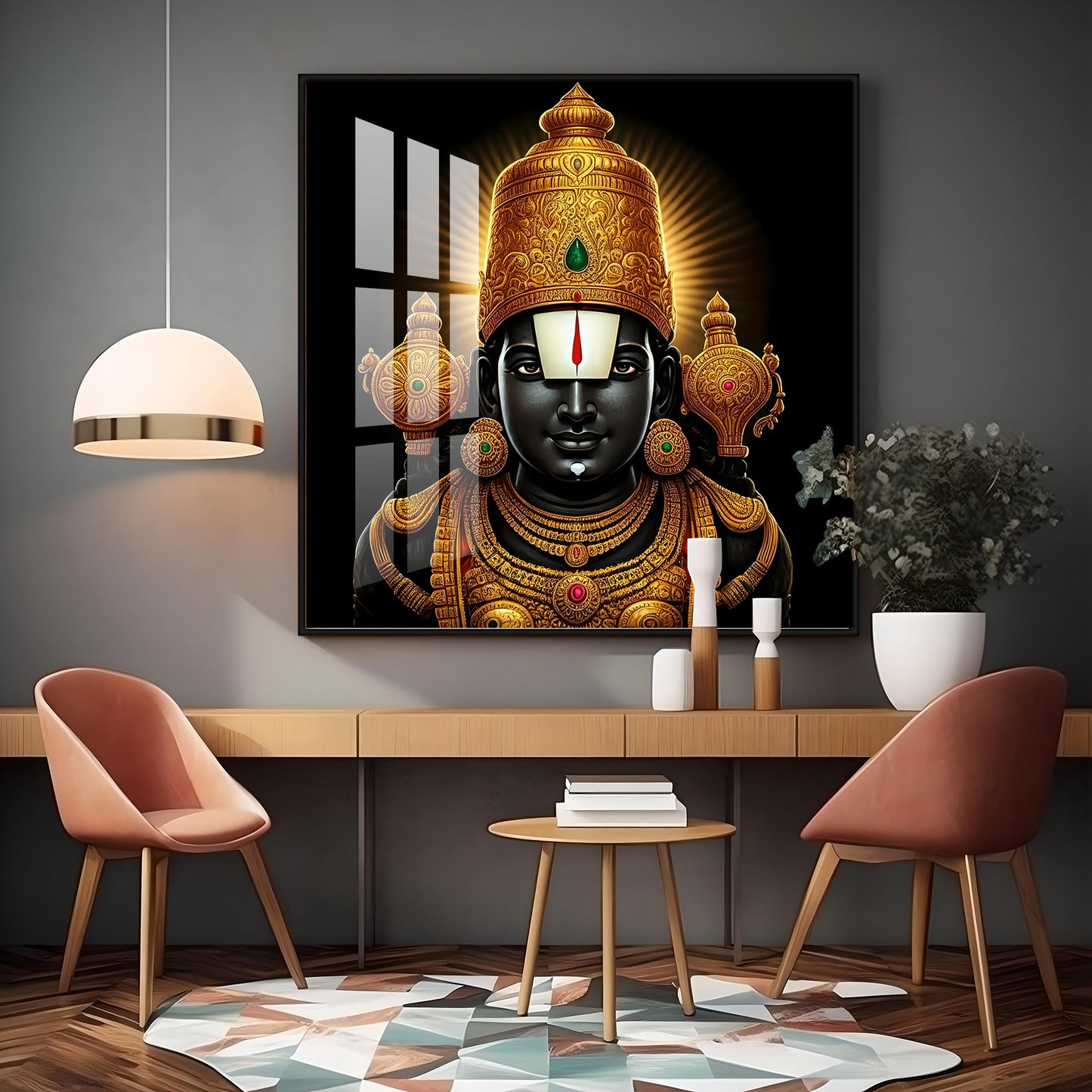 Ethereal Lord Venkateswara Swami Premium Acrylic Square Wall Art