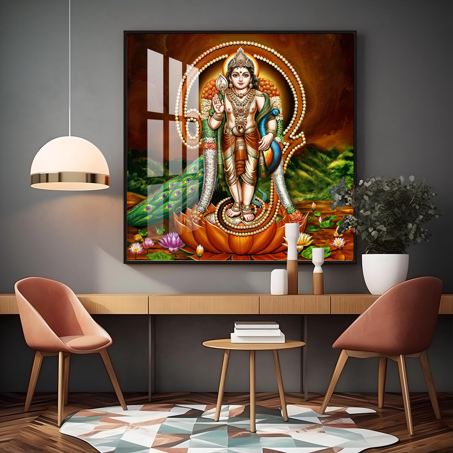 Lord Murugan Swamy Kartikey Premium Acrylic Square Wall Art