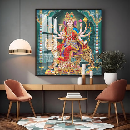 Goddess Durga Maa Radiance Premium Acrylic Square Wall Art