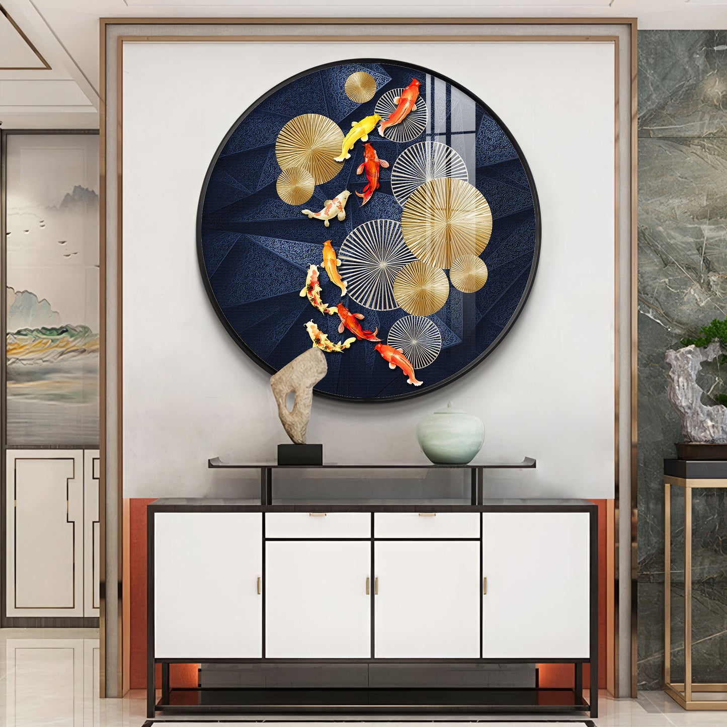 Goldfish Emblem Premium Acrylic Round Wall Art