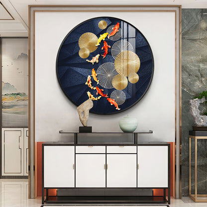 Goldfish Emblem Premium Acrylic Round Wall Art