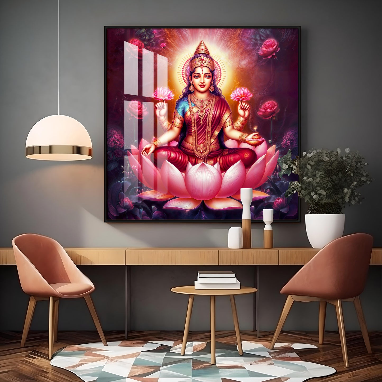 Maa Laxmi Premium Acrylic Square Wall Art