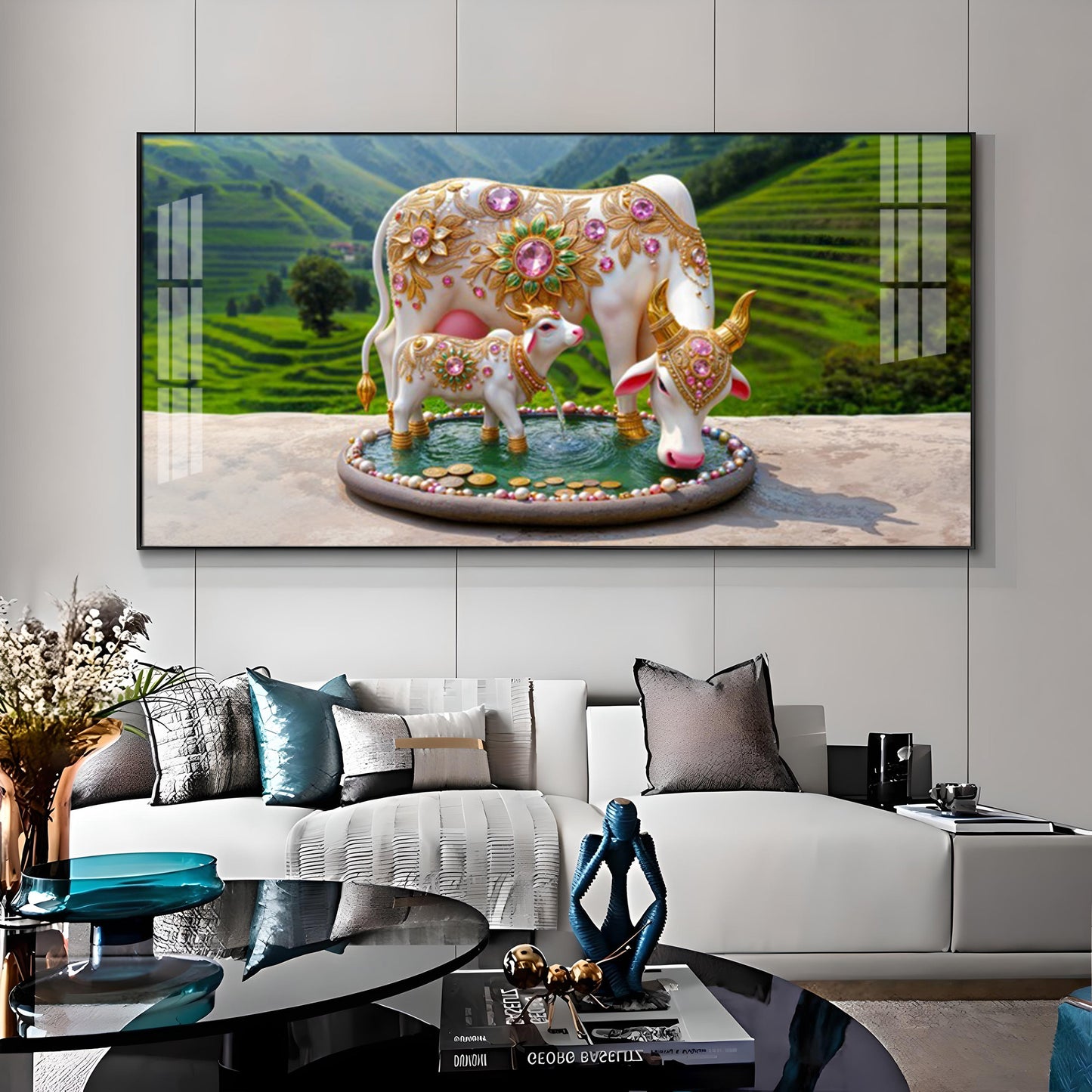 Holy Kamdhenu Premium Acrylic Horizontal Wall Art