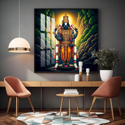 Spiritual Venkateswara Swami Premium Acrylic Square Wall Art