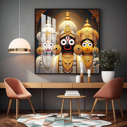 Lord Jagannath Balabhadra And Subhadra Premium Acrylic Square Wall Art