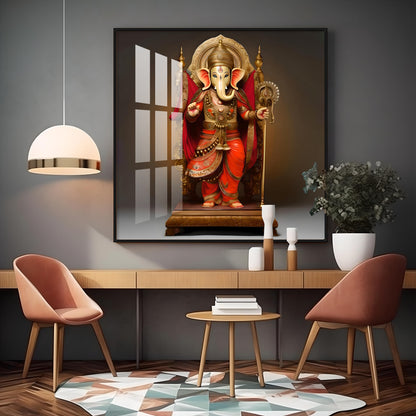 Standing Ganpati Premium Acrylic Square Wall Art