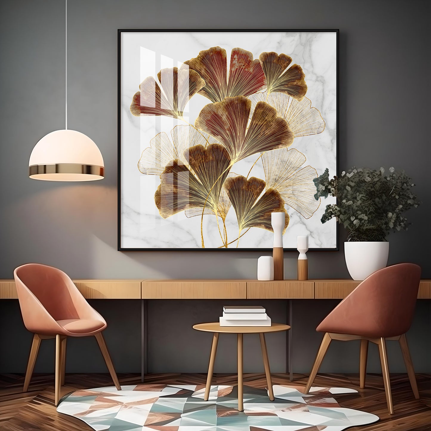 Biloba Leaf Premium Acrylic Square Wall Art