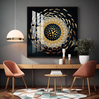 Swirling Fishes Premium Acrylic Square Wall Art