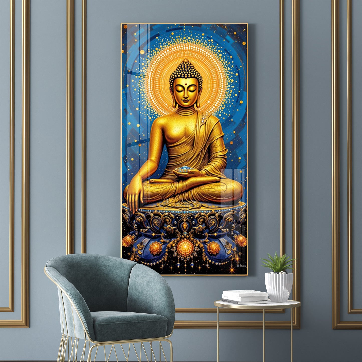 Calm Buddha Deliberation Premium Acrylic Vertical Wall Art