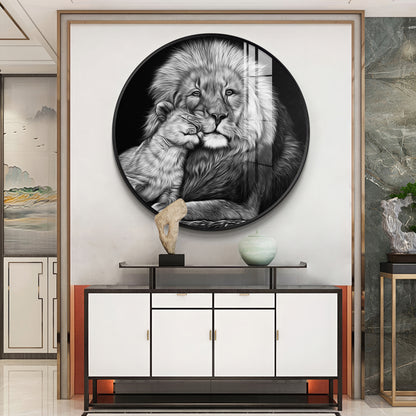 The Lion Emblem Premium Acrylic Round Wall Art