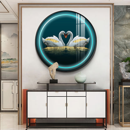 Swan Symphony Premium Acrylic Round Wall Art