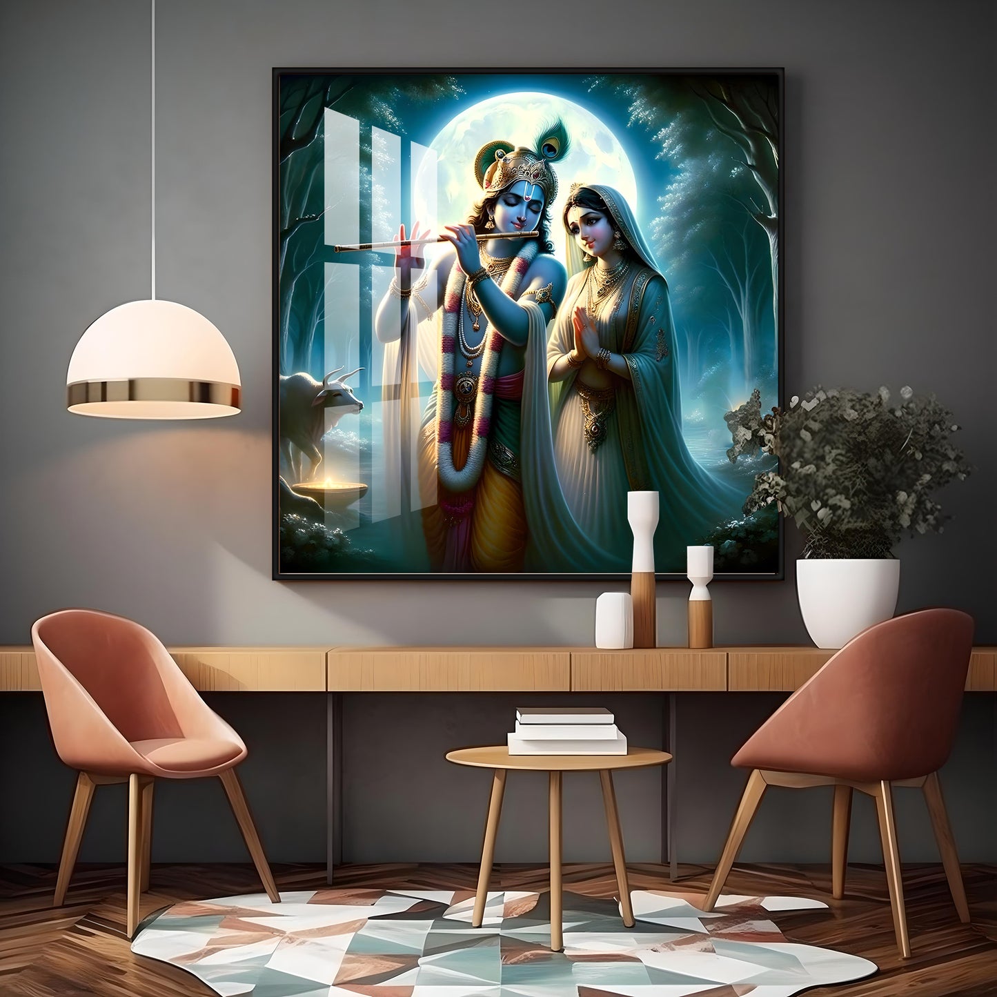 Jai Shree Radhekrishna Premium Acrylic Square Wall Art