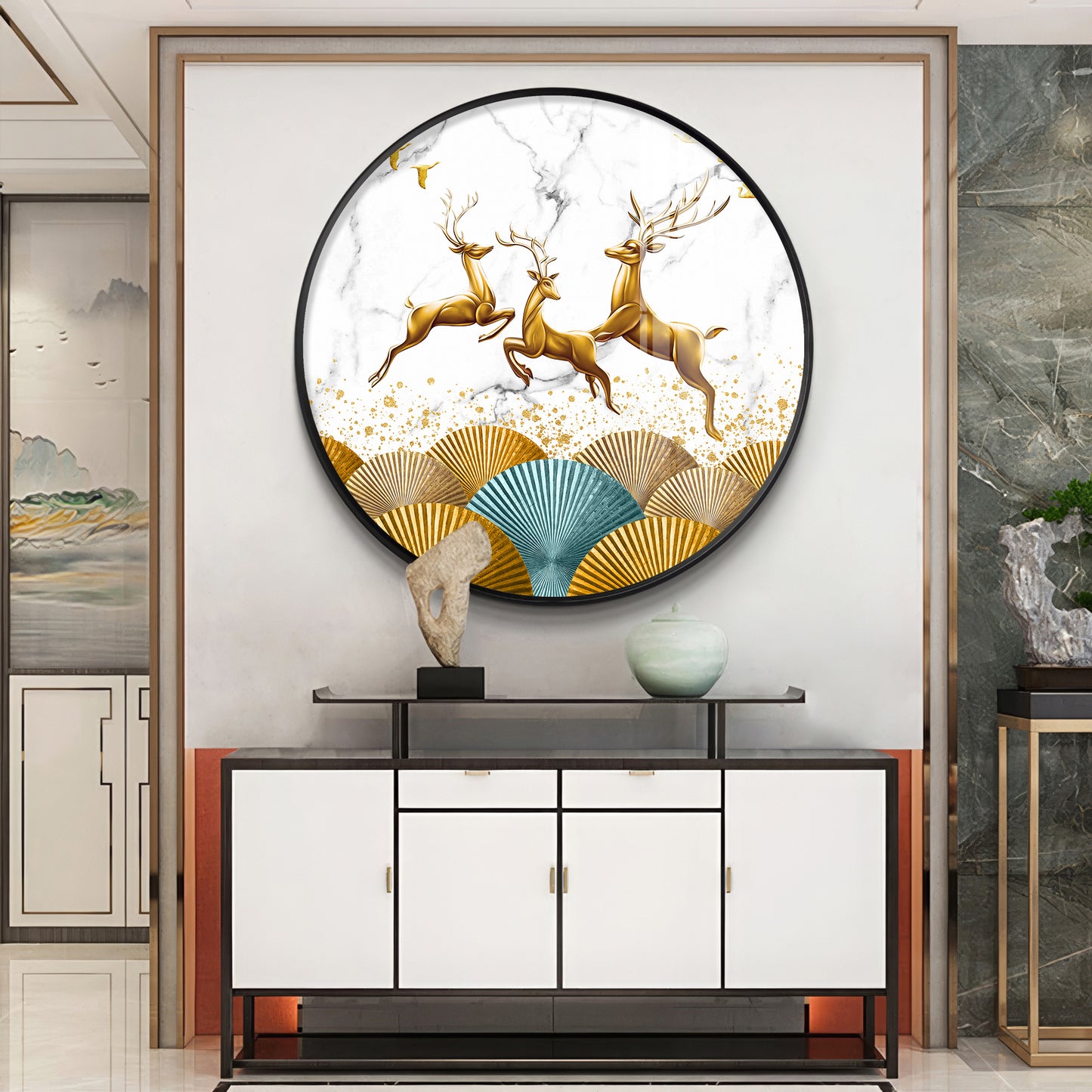 Enchanted Deer Premium Acrylic Round Wall Art