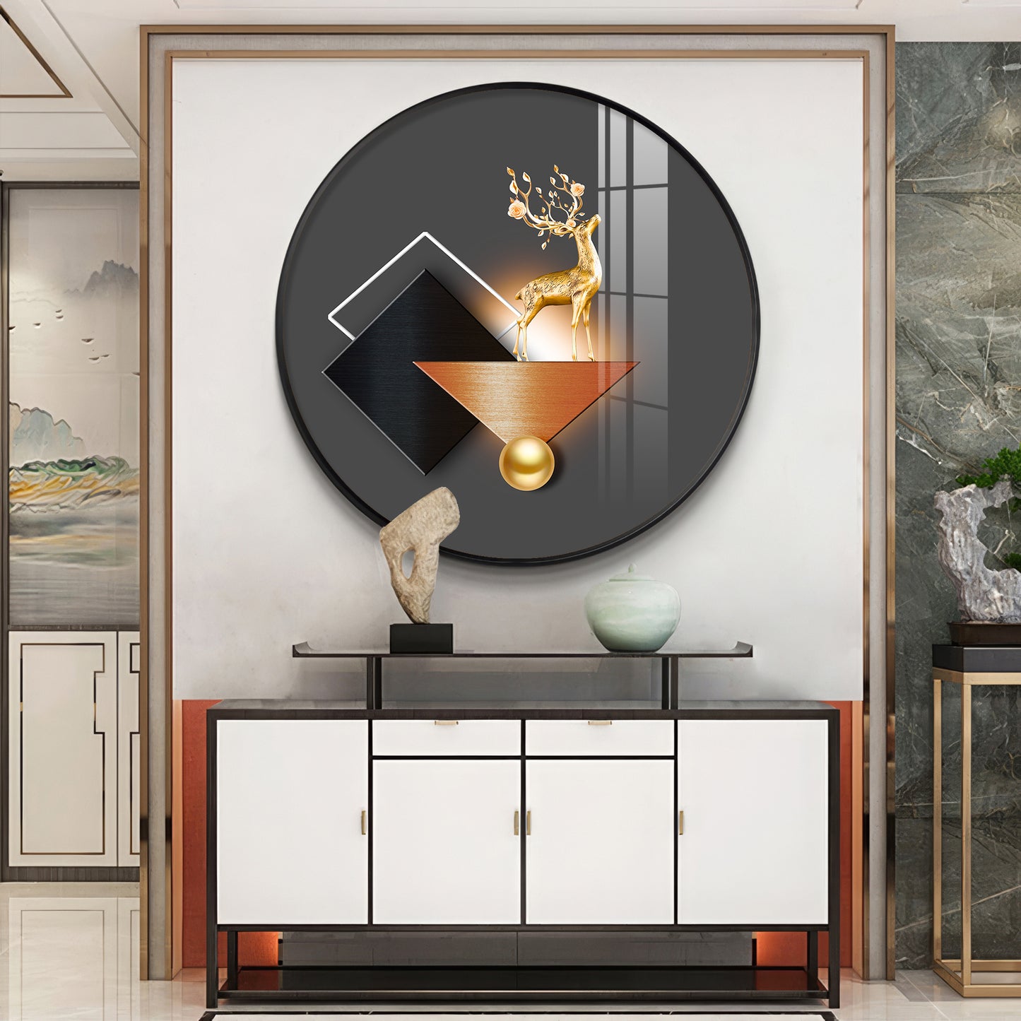 Antler Aesthetic Premium Acrylic Round Wall Art