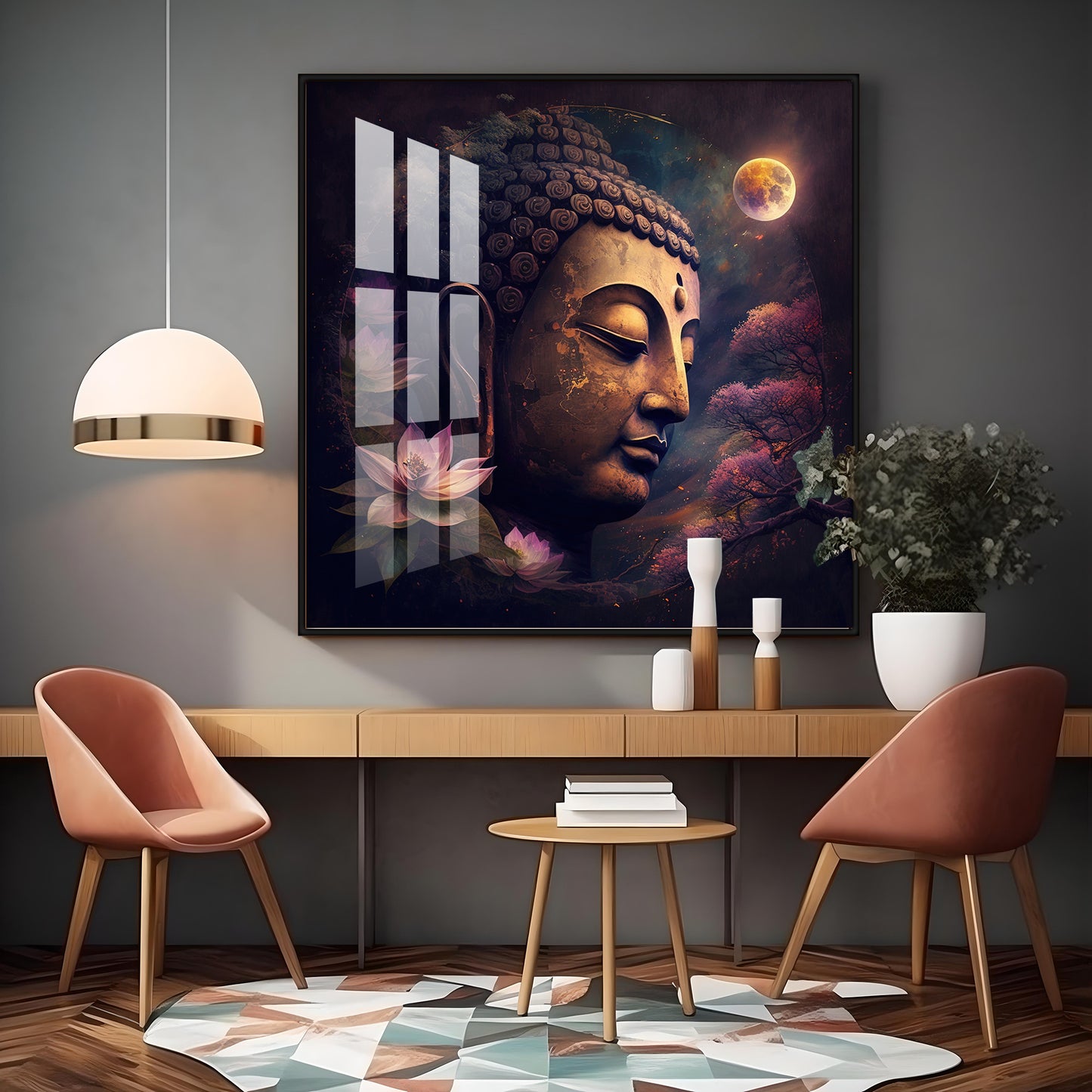 Lord Buddha Peaceful Premium Acrylic Square Wall Art