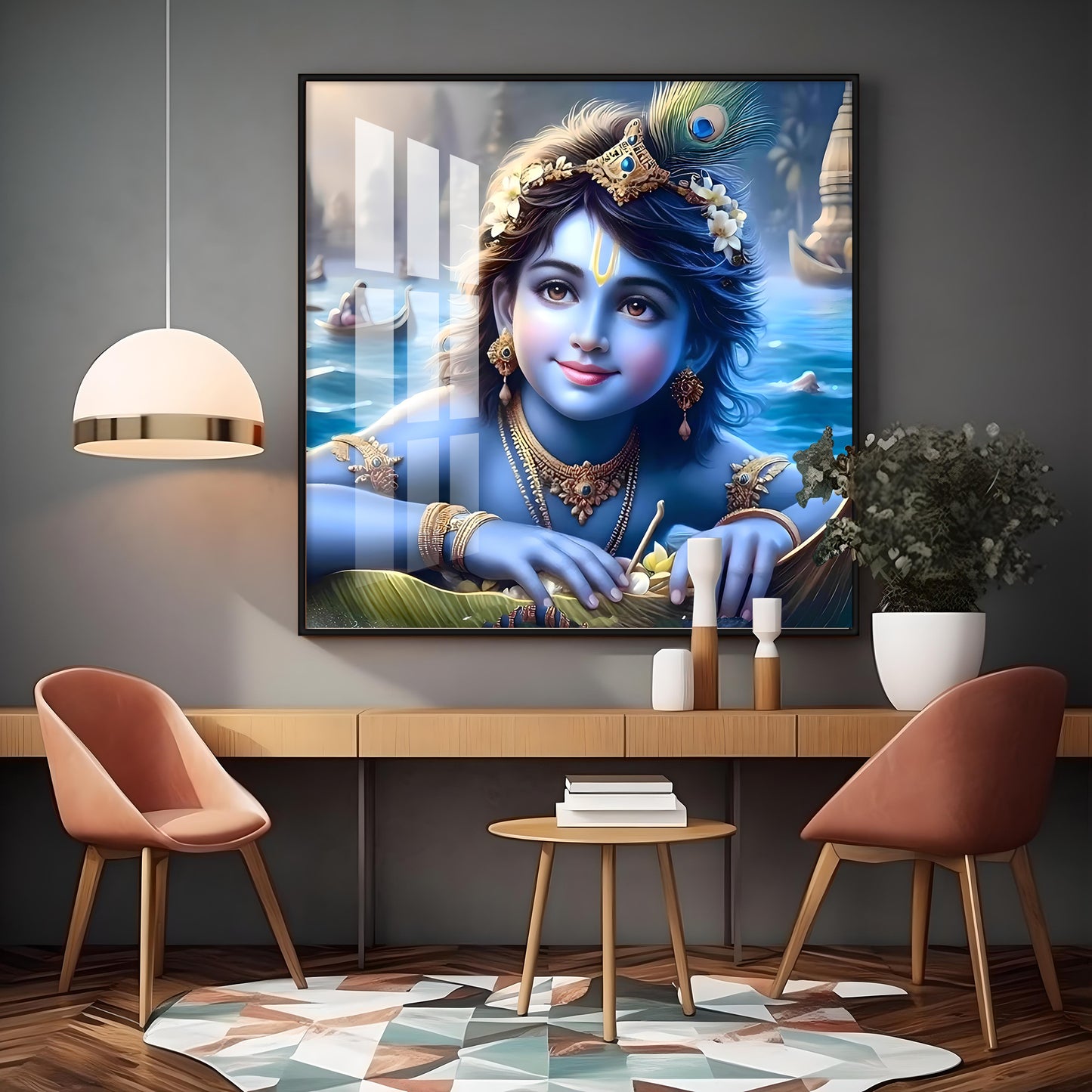 Little Krishna Premium Acrylic Square Wall Art