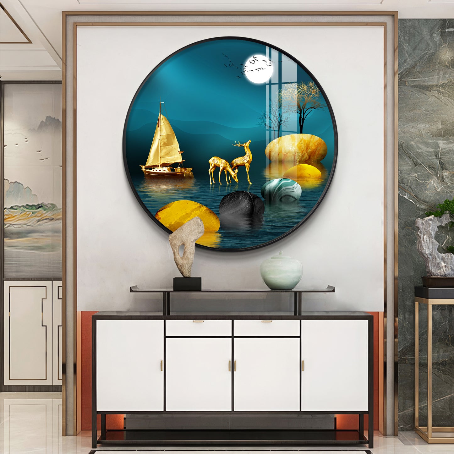 Echoes Of Nature Premium Acrylic Round Wall Art