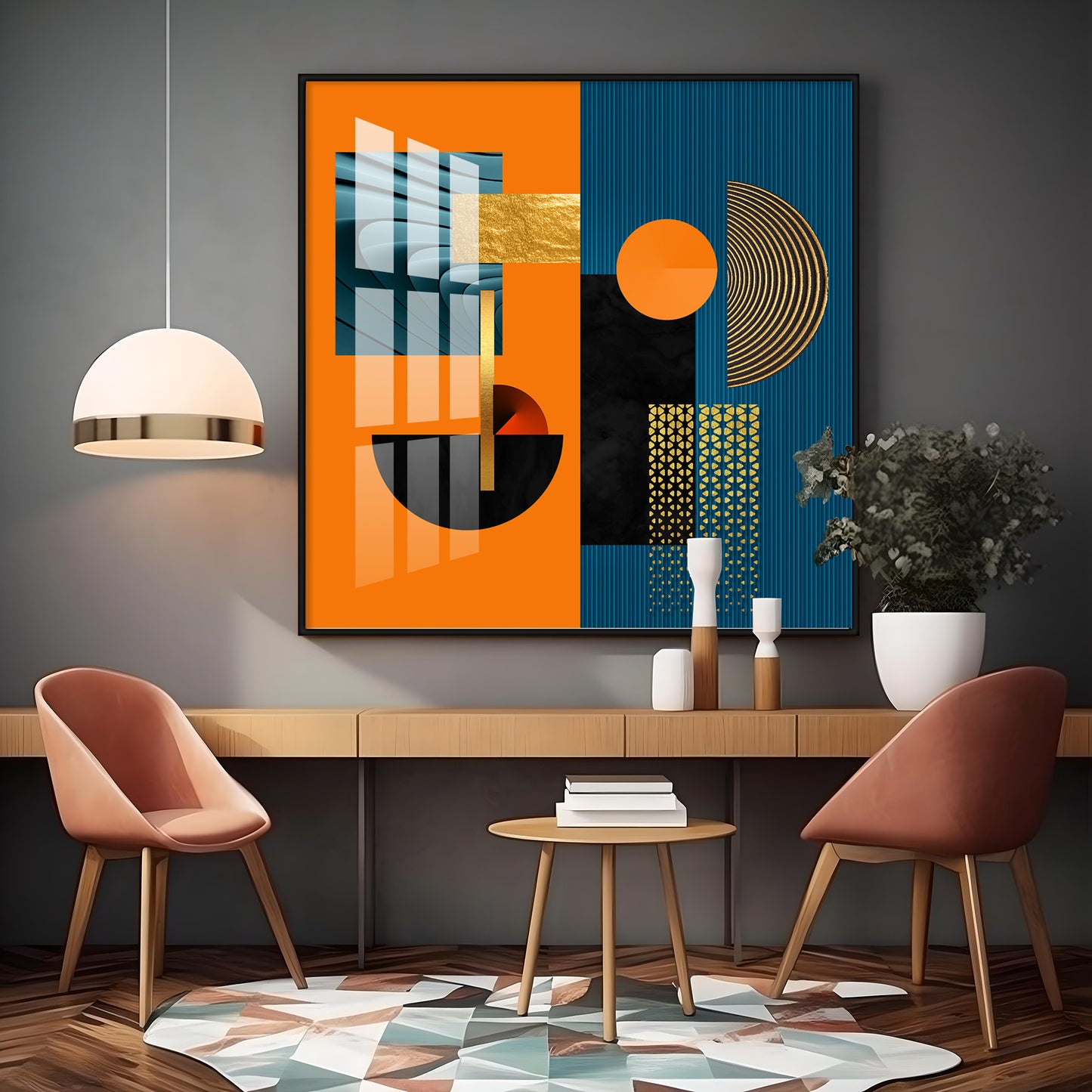 Geometrical Composition Premium Acrylic Square Wall Art