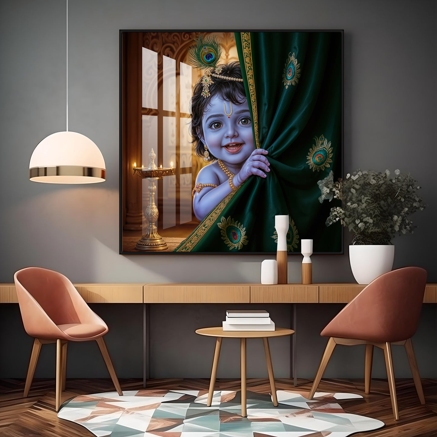 Little Lord kanha Premium Acrylic Square Wall Art