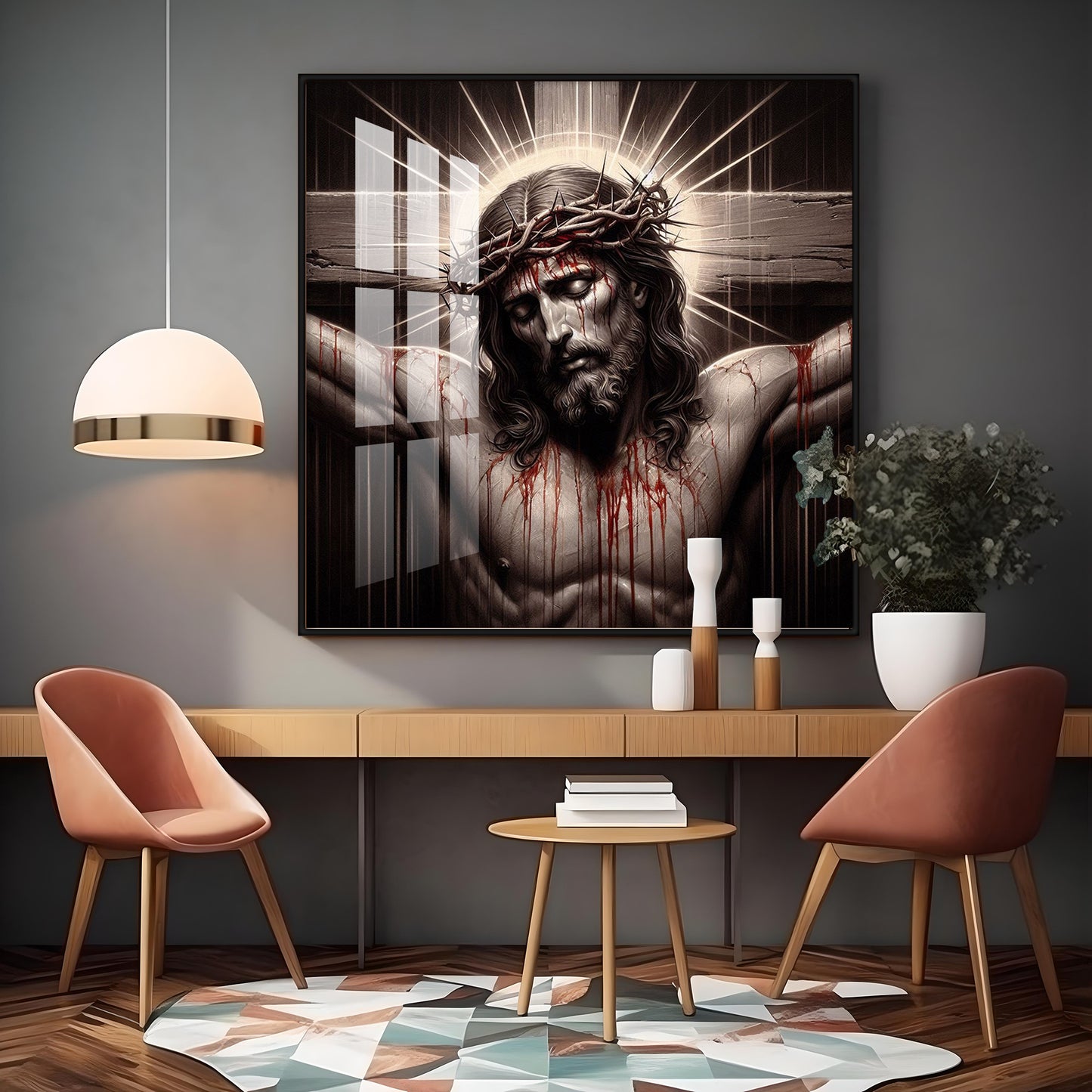 Jesus Crucified Premium Acrylic Square Wall Art