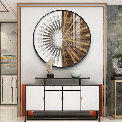 Gold & White Abstract Premium Acrylic Round Wall Art