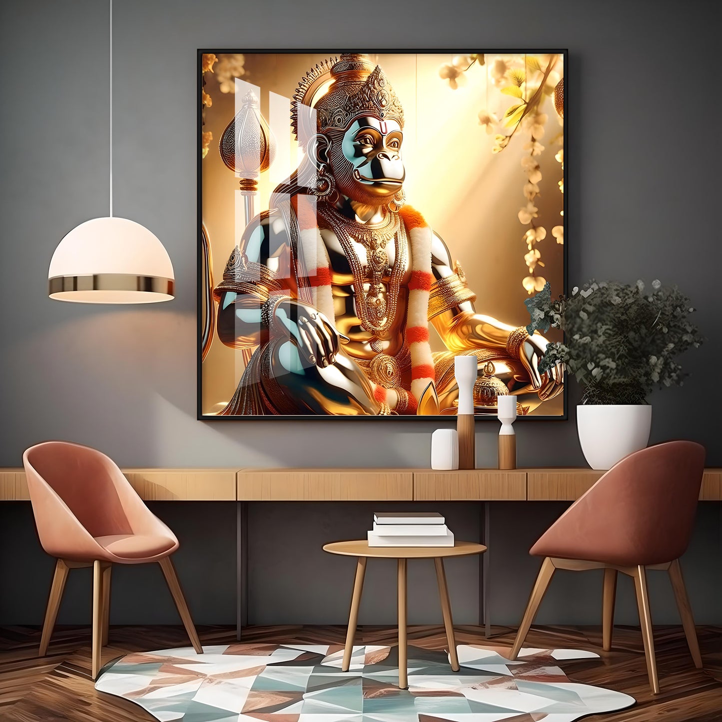 Rambhakt Hanuman Premium Acrylic Square Wall Art