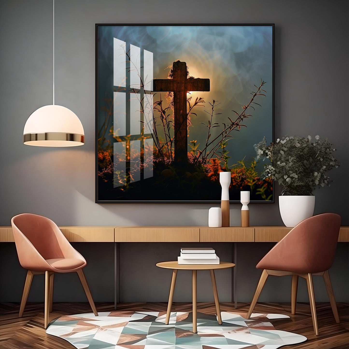 Jesus Christ Cross Premium Acrylic Square Wall Art