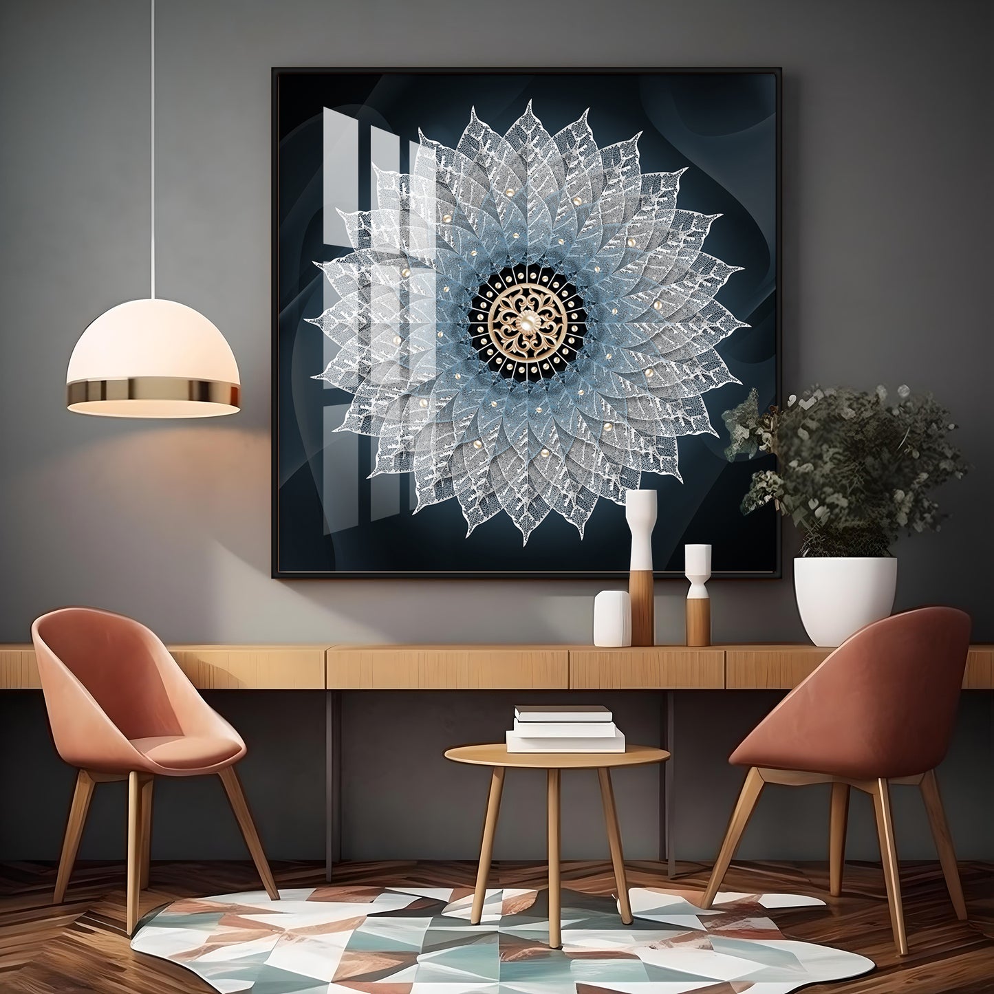 Crystal Flower Mandala Premium Acrylic Square Wall Art