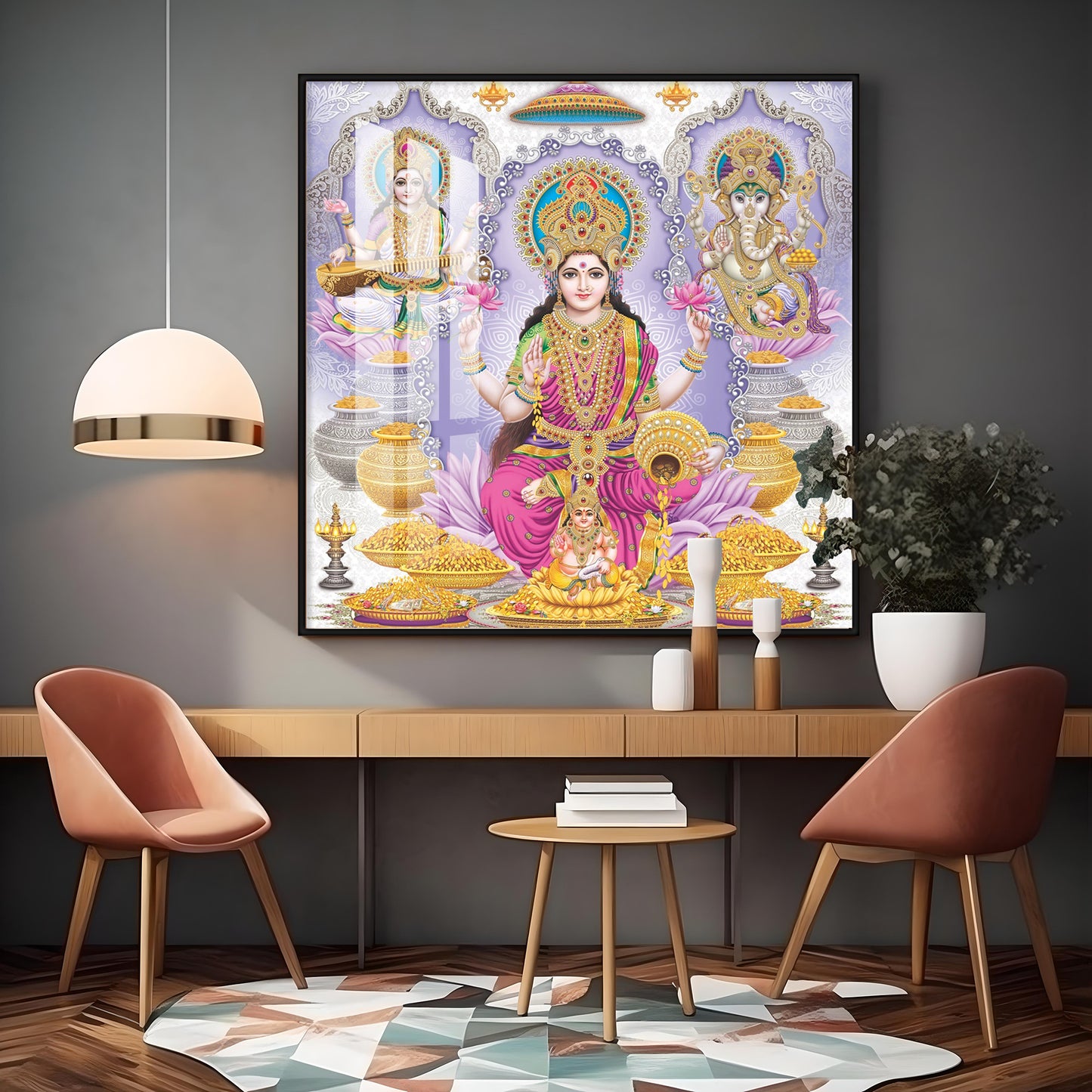 Maa Laxmi Deity Premium Acrylic Square Wall Art