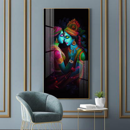 Shri Radhe Krishna Premium Acrylic Vertical Wall Art