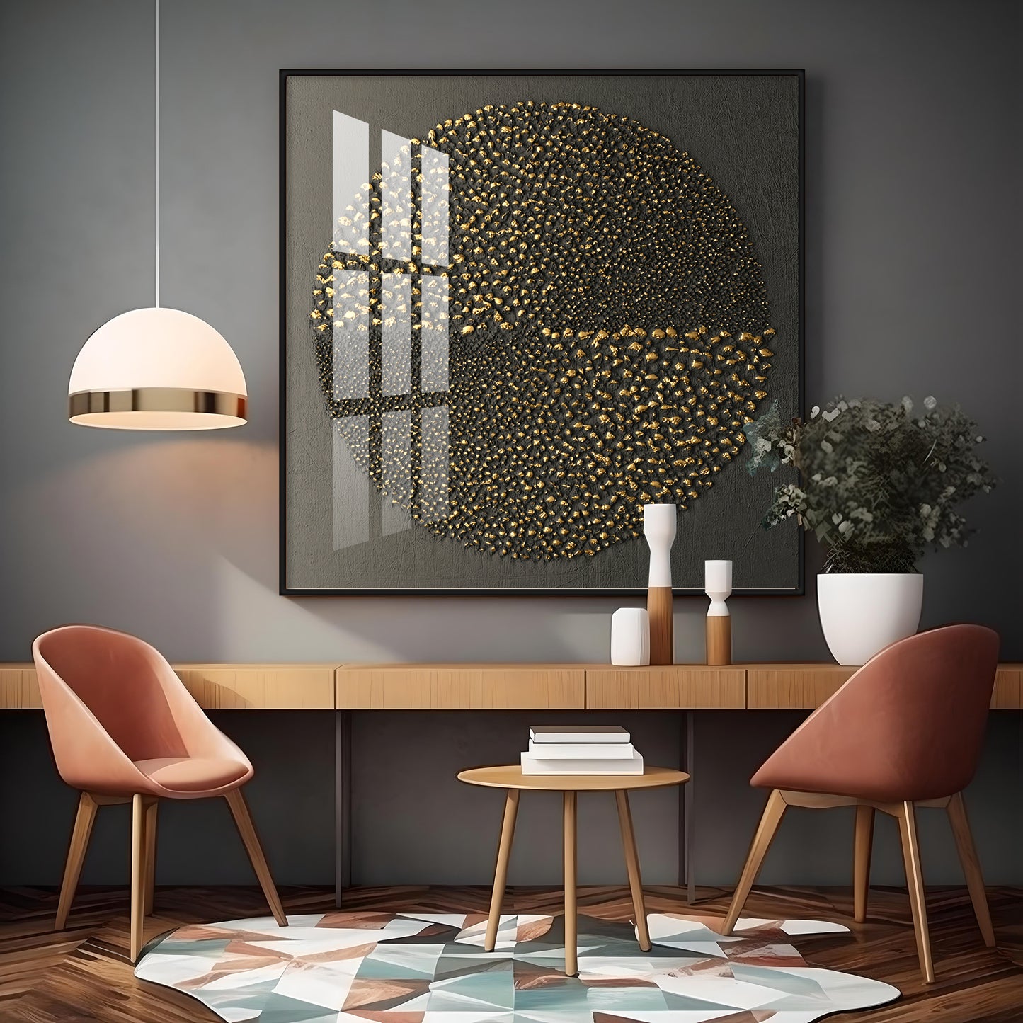 Gold Textured Premium Acrylic Square Wall Art