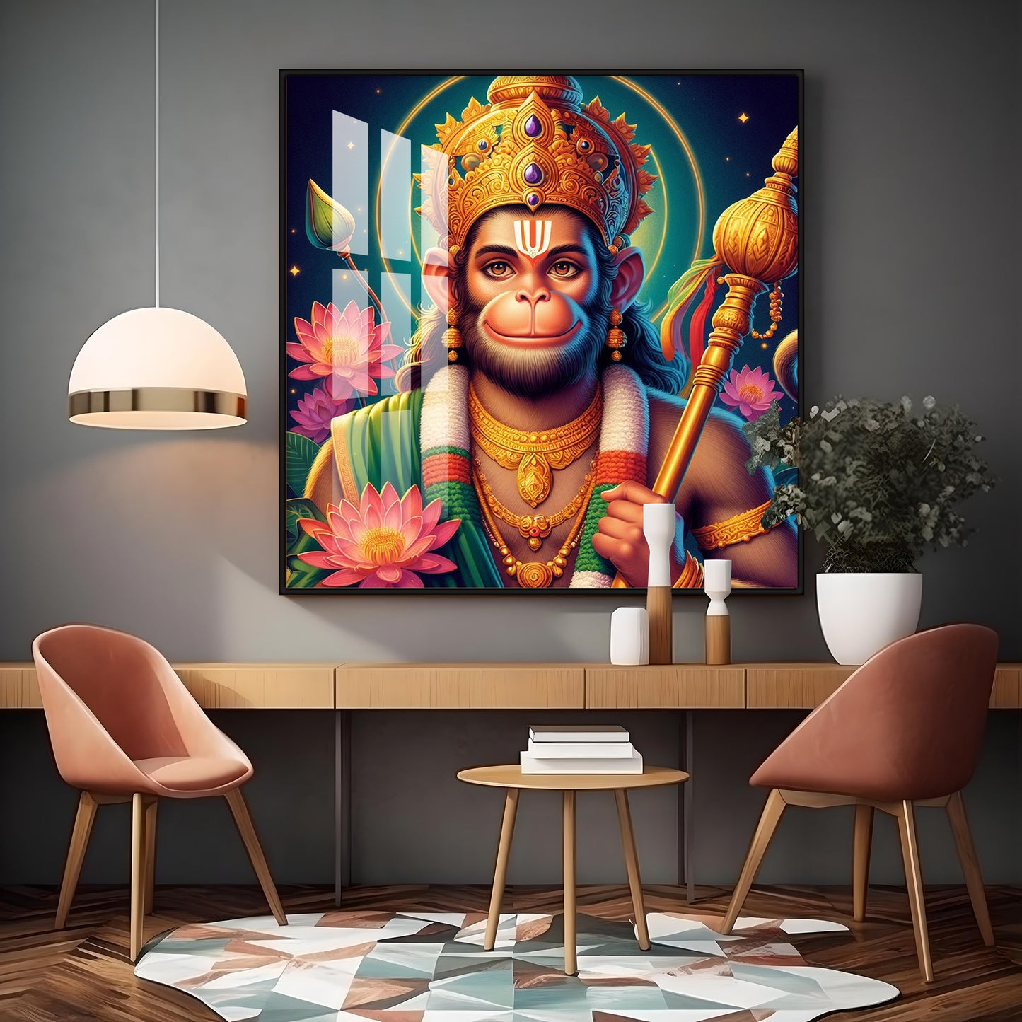 Lord Hanuman Premium Acrylic Square Wall Art