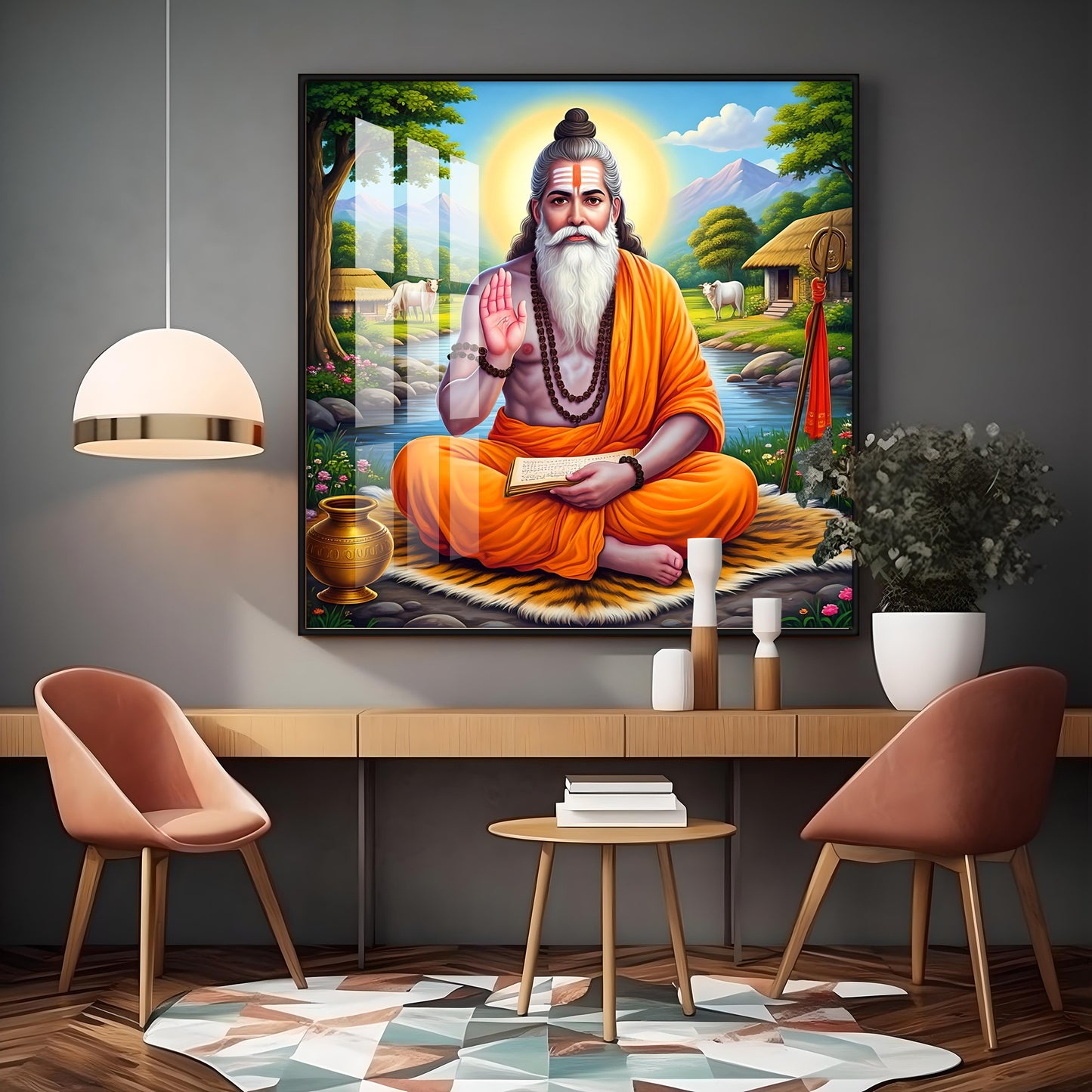 Veda Vyasa Maharshi Incarnation Premium Acrylic Square Wall Art