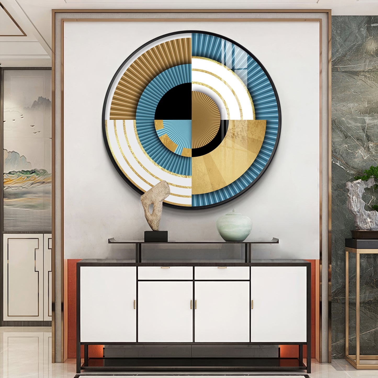 Luxe Waves Premium Acrylic Round Wall Art