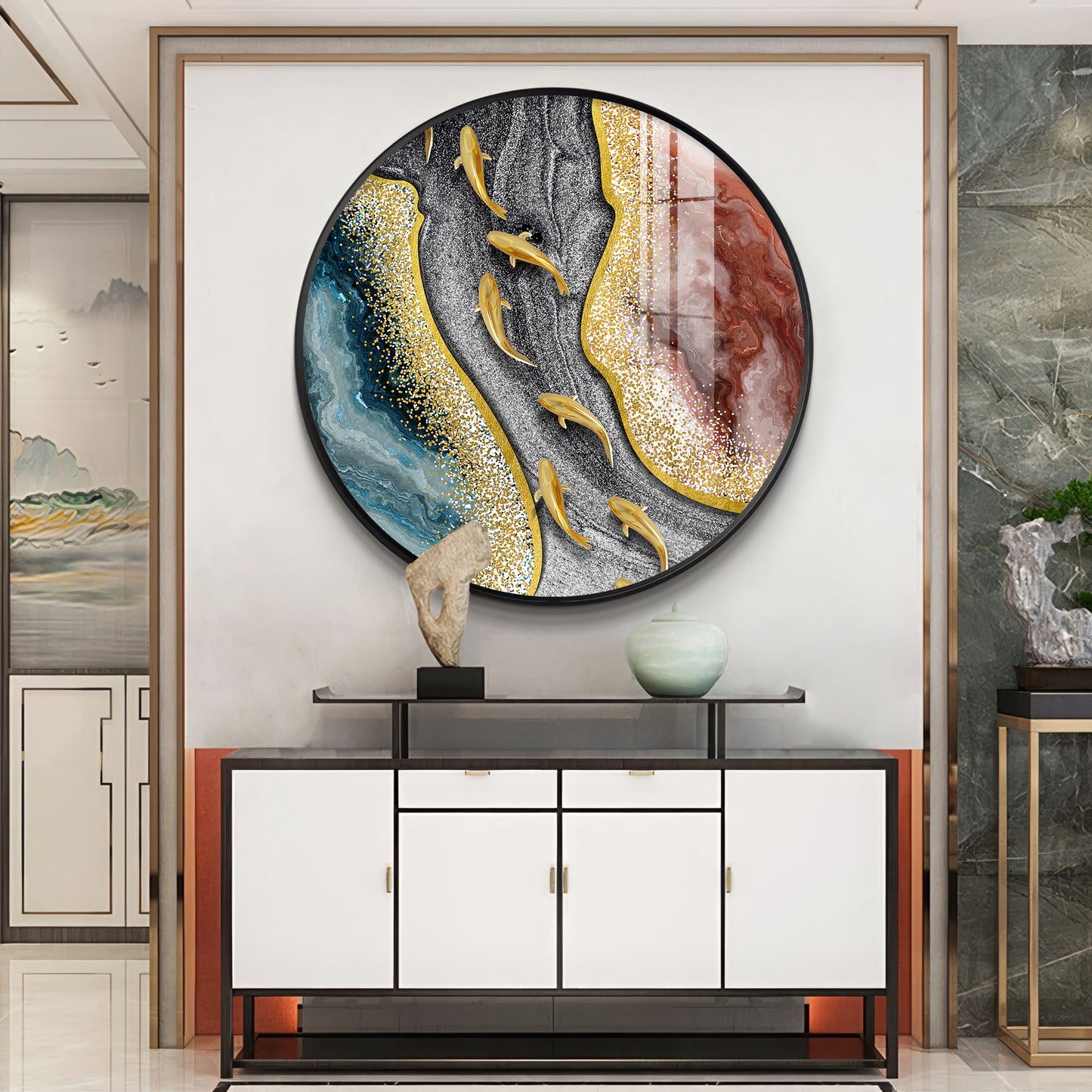 Oceanic Embrace Premium Acrylic Round Wall Art