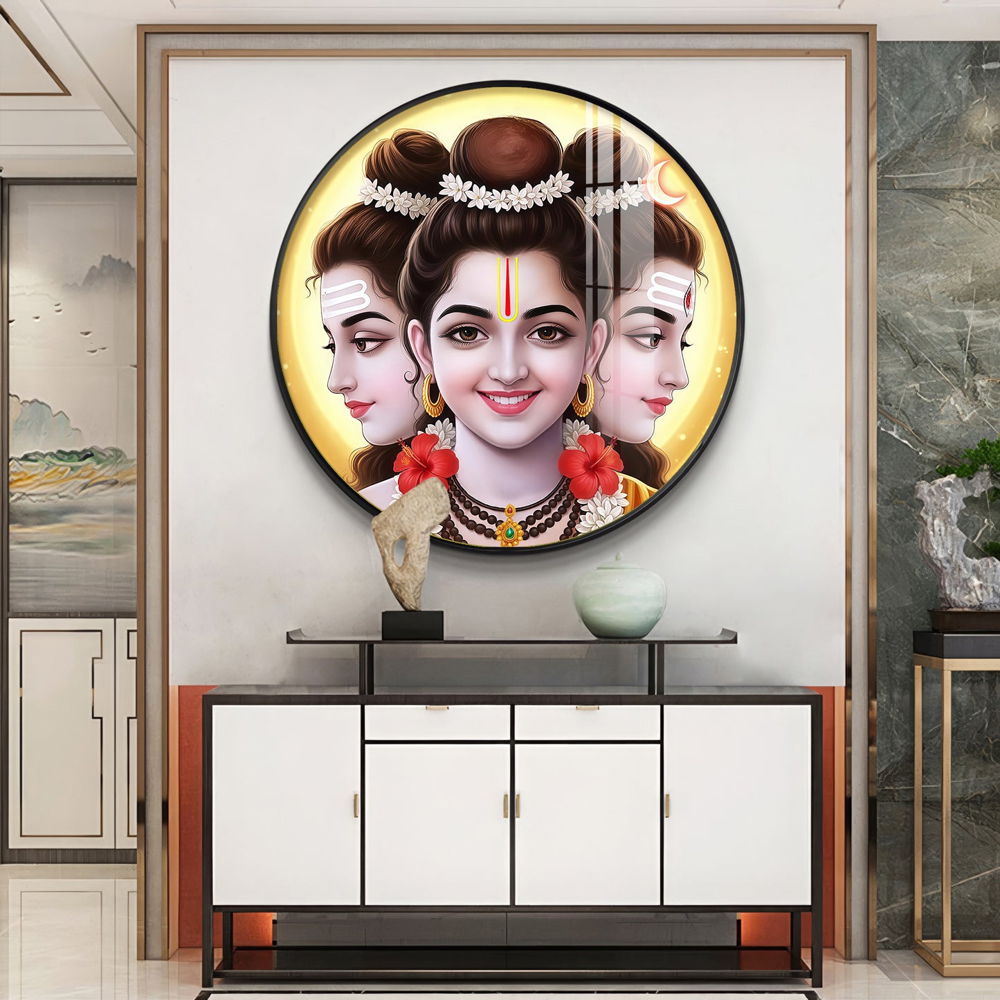 Gurudev Datt Premium Acrylic Round Wall Art