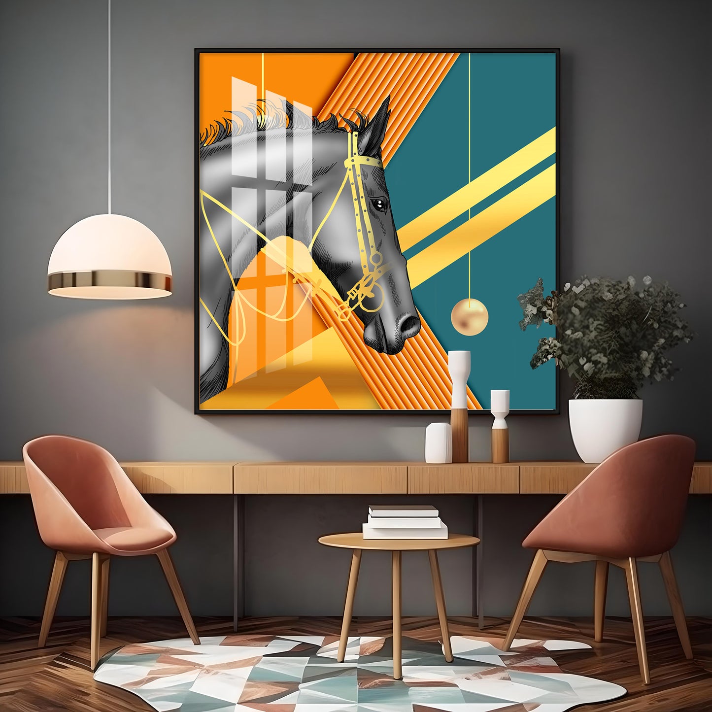 Black Horse Premium Acrylic Square Wall Art